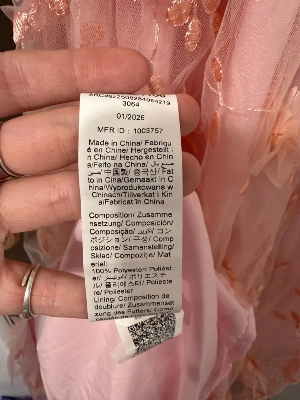 Blush Pink Floral Embroidered Tulle Fit & Flare Dress - Picture 6 of 7